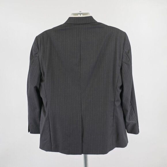 Hart Schaffner Marx Black Striped Wool 2 Button Suit Jacket 46R Tagged 48R - Picture 6 of 15